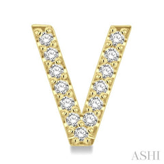 1/10 Ctw Initial 'V' Round Cut Diamond Earrings in 10K Yellow Gold