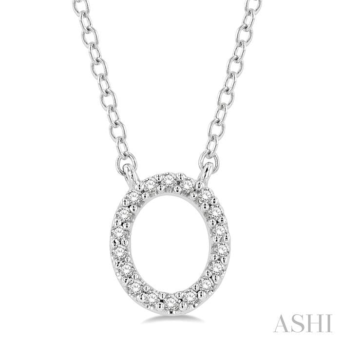 1/20 Ctw Initial 'O' Round Cut Diamond Pendant With Chain in 10K White Gold