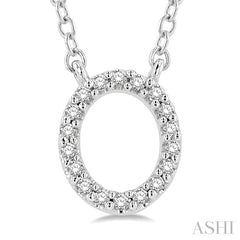 1/20 Ctw Initial 'O' Round Cut Diamond Pendant With Chain in 10K White Gold