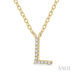 1/20 Ctw Initial 'L' Round Cut Diamond Pendant With Chain in 10K Yellow Gold