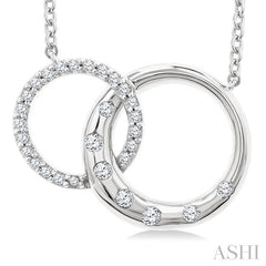 1/6 Ctw Round Cut Diamond Interlocked Circles Mosaic Fashion Pendant With Chain in 10K White Gold