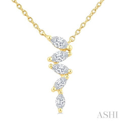 1/4 Ctw Zig-Zag Marquise Cut Diamond Fashion Pendant With Chain in 10K Yellow Gold