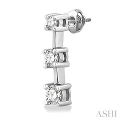 1 Ctw Round Cut Diamond Earrings in 14K White Gold