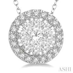 1/3 Ctw Lovebright Round Cut Diamond Pendant With Chain in 14K White Gold