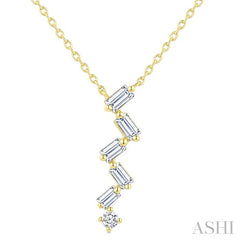 1/3 Ctw Zig-Zag Mixed Cut Diamond Fashion Pendant With Chain in 10K Yellow Gold