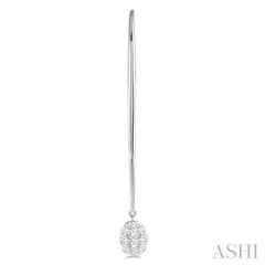 1/2 Ctw Oval Shape Dangler Lovebright Round Cut Diamond Earring in 14K White Gold