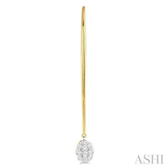 1/2 Ctw Oval Shape Dangler Lovebright Round Cut Diamond Earring in 14K Yellow and White Gold
