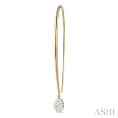 1/3 Ctw Oval Shape Dangler Lovebright Round Cut Diamond Earring in 14K Yellow and White Gold