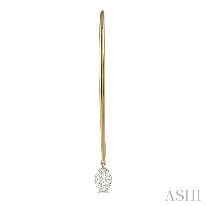 1/3 Ctw Oval Shape Dangler Lovebright Round Cut Diamond Earring in 14K Yellow and White Gold