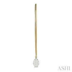 1/3 Ctw Oval Shape Dangler Lovebright Round Cut Diamond Earring in 14K Yellow and White Gold