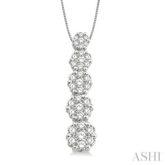 1 Ctw Journey Diamond Pendant in 14K White Gold with Chain