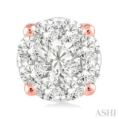 3/4 Ctw Lovebright Round Cut Diamond Stud Earrings in 14K Rose and White Gold