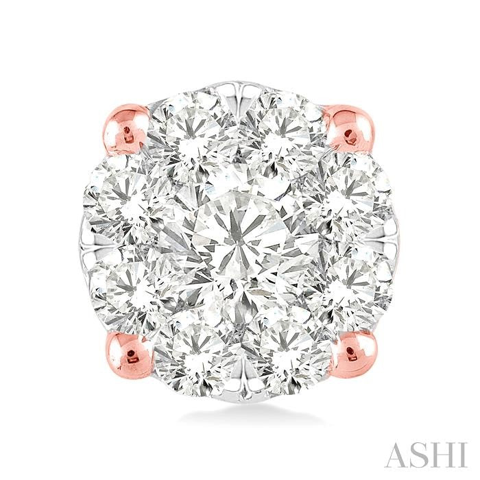 1/2 Ctw Lovebright Round Cut Diamond Stud Earrings in 14K Rose and White Gold