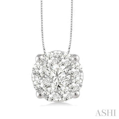 1/2 Ctw Lovebright Round Cut Diamond Pendant in 14K White Gold with Chain