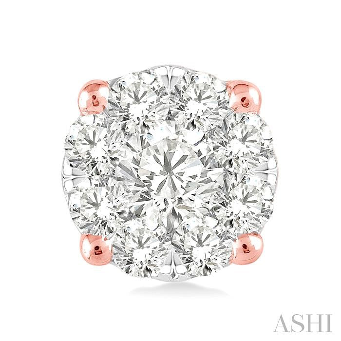 1/3 Ctw Lovebright Round Cut Diamond Stud Earrings in 14K Rose and white Gold