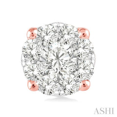 1/3 Ctw Lovebright Round Cut Diamond Stud Earrings in 14K Rose and white Gold