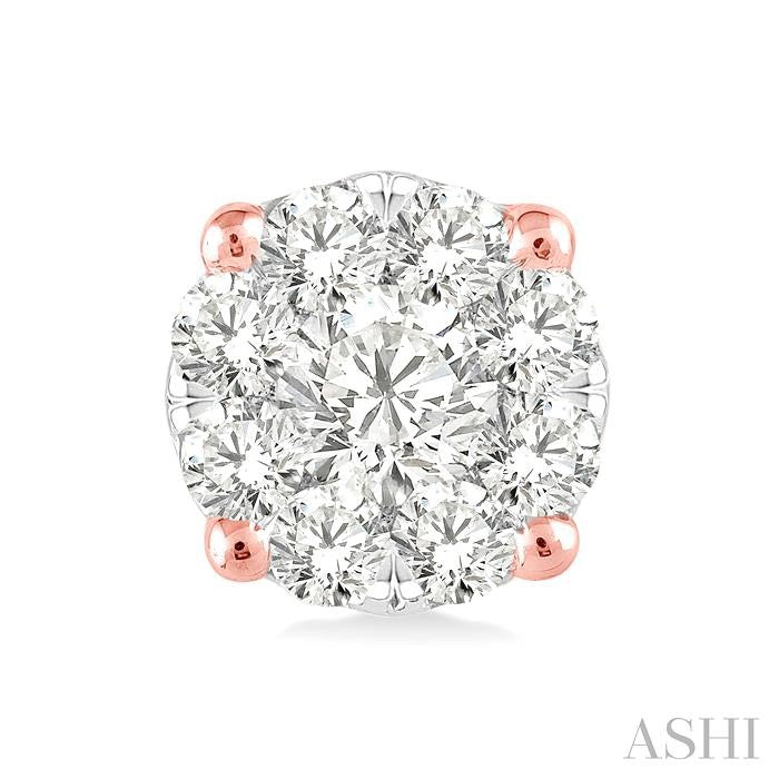 1/4 Ctw Lovebright Round Cut Diamond Stud Earrings in 14K Rose and White Gold