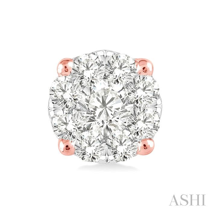 1/6 Ctw Lovebright Round Cut Diamond Stud Earrings in 14K Rose Gold