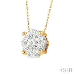 1/8 Ctw Round Cut Diamond Lovebright Pendant in 14K Yellow and White Gold with Chain