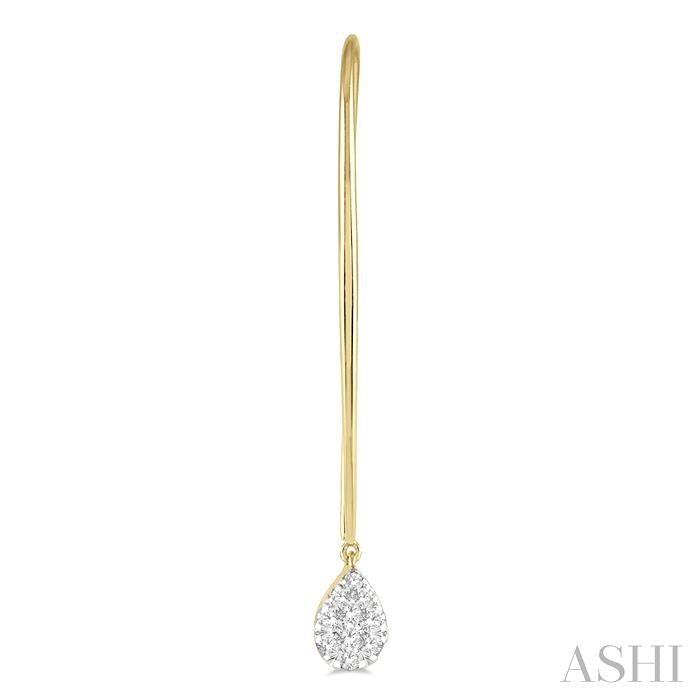 1/2 Ctw Pear Shape Dangler Lovebright Round Cut Diamond Earring in 14K Yellow and White Gold