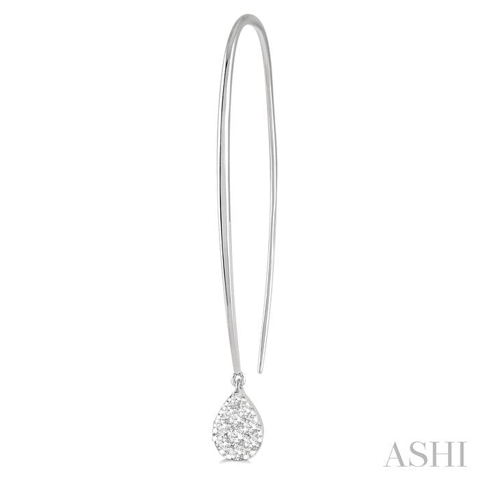 1/3 Ctw Pear Shape Dangler Lovebright Round Cut Diamond Earring in 14K White Gold