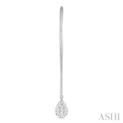1/3 Ctw Pear Shape Dangler Lovebright Round Cut Diamond Earring in 14K White Gold