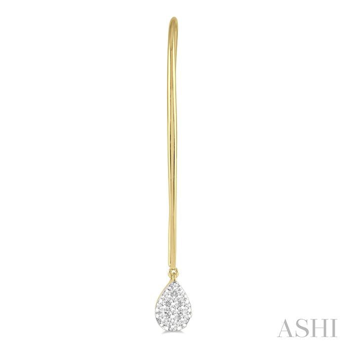 1/3 Ctw Pear Shape Dangler Lovebright Round Cut Diamond Earring in 14K Yellow and White Gold