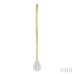 1/3 Ctw Pear Shape Dangler Lovebright Round Cut Diamond Earring in 14K Yellow and White Gold