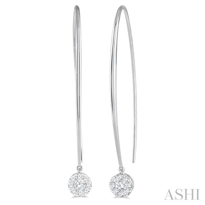 1/2 Ctw Round Dangler Lovebright Diamond Earring in 14K White Gold