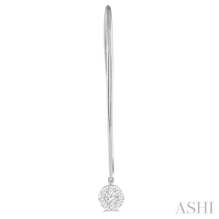 1/2 Ctw Round Dangler Lovebright Diamond Earring in 14K White Gold