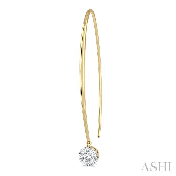 1/2 Ctw Round Dangler Lovebright Diamond Earring in 14K Yellow and White Gold