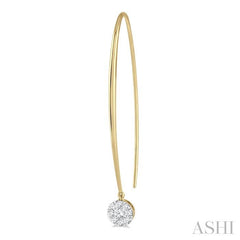 1/2 Ctw Round Dangler Lovebright Diamond Earring in 14K Yellow and White Gold
