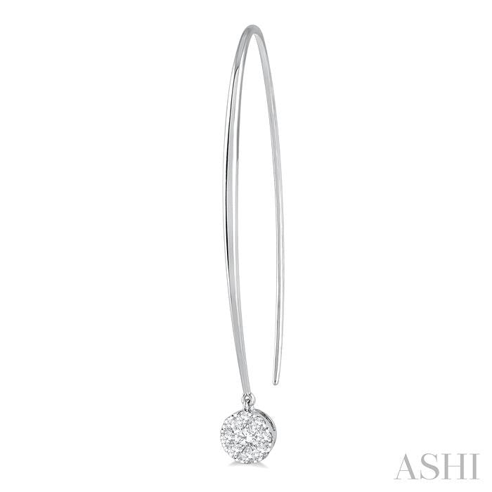 1/2 Ctw Round Dangler Lovebright Diamond Earring in 14K White Gold