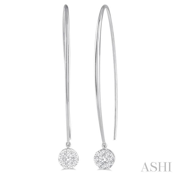1/2 Ctw Round Dangler Lovebright Diamond Earring in 14K White Gold