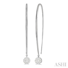 1/3 Ctw Round Dangler Lovebright Diamond Earring in 14K White Gold