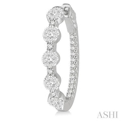 1 Ctw Circular Five Mount Lovebright Round Cut Diamond Hoop Earrings in 14K White Gold