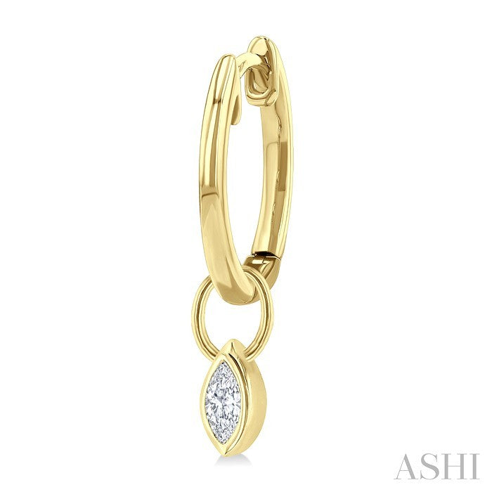 1/3 Ctw Bezel Set Marquise Cut Diamond Huggie Earrings in 14K Yellow Gold