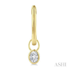 1/3 Ctw Bezel Set Oval Cut Diamond Huggie Earrings in 14K Yellow Gold