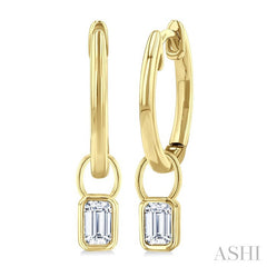 1/3 Ctw Bezel Set Emerald Cut Diamond Huggie Earrings in 10K Yellow Gold