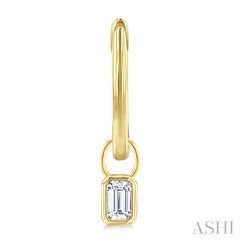1/3 Ctw Bezel Set Emerald Cut Diamond Huggie Earrings in 10K Yellow Gold