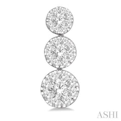 3/4 Ctw Hanging Triple Mount Lovebright Round Cut Diamond Earring in 14K White Gold