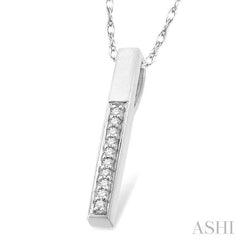 1/10 Ctw Round Cut Diamond Stick Pendant in 14K White Gold with Chain