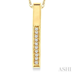1/10 Ctw Round Cut Diamond Stick Pendant in 14K Yellow Gold with Chain