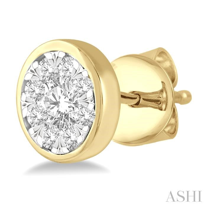 1 Ctw Lovebright Round Cut Diamond Stud Earrings in 14K Yellow and White Gold