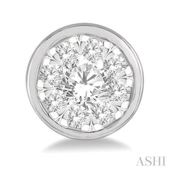 1 Ctw Lovebright Round Cut Diamond Bezel Stud Earring in 14K White Gold