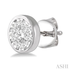 3/4 Ctw Lovebright Round Cut Diamond Bezel Stud Earring in 14K White Gold