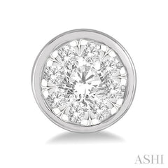 3/4 Ctw Lovebright Round Cut Diamond Bezel Stud Earring in 14K White Gold