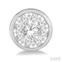 1/2 Ctw Lovebright Round Cut Diamond Bezel Stud Earring in 14K White Gold