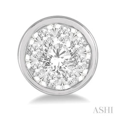 1/2 Ctw Lovebright Round Cut Diamond Bezel Stud Earring in 14K White Gold