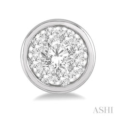 1/3 Ctw Lovebright Round Cut Diamond Bezel Stud Earring in 14K White Gold